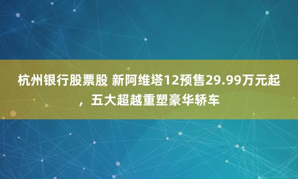杭州银行股票股 新阿维塔12预售29.99万元起,五大超越重塑豪华轿车